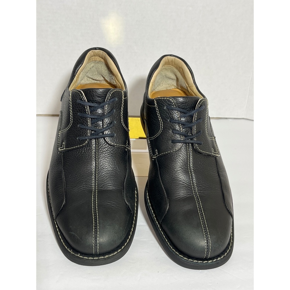 Johnston & Murphy Mens Black Leather Contrast Stitch Lace Up Oxford Shoes 7.5